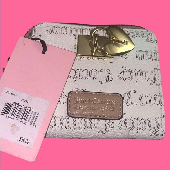 Juicy Couture Handbags - Juicy Couture White and Gold Key Lock Wallet